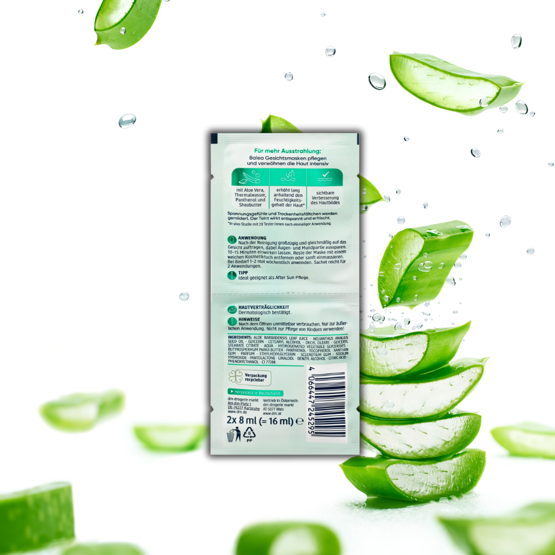 Balea Face Mask Aloe Vera (2x8 ml), 16 ml