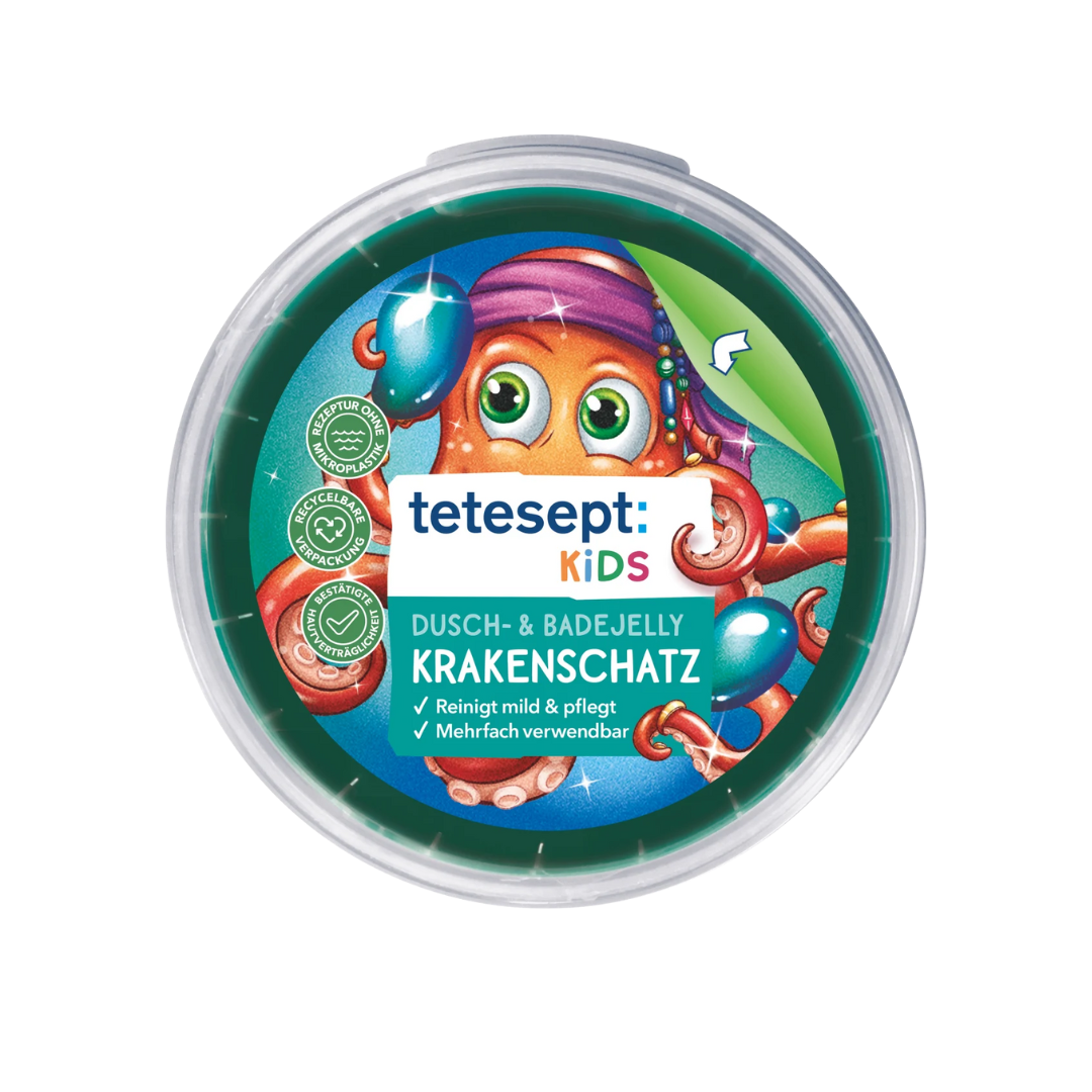 tetesept  Kids Bath Additive Shower & Bath Jelly Kraken Treasure, 100 g